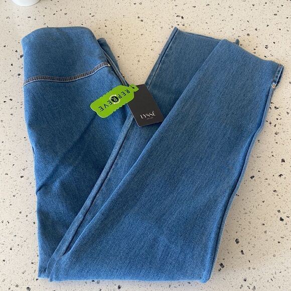 Lysse Cropped Side Slit Denim Ankle Length Leggings Light Wash Women’s Size S - Picture 4 of 14